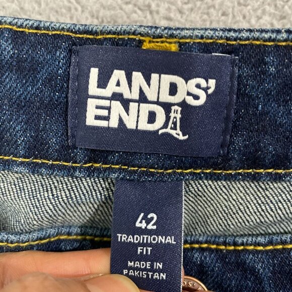 NWOT Lands' End Men's 42 Tall Traditional Fit Straight Leg Jeans Elastic Waist - Picture 5 of 9